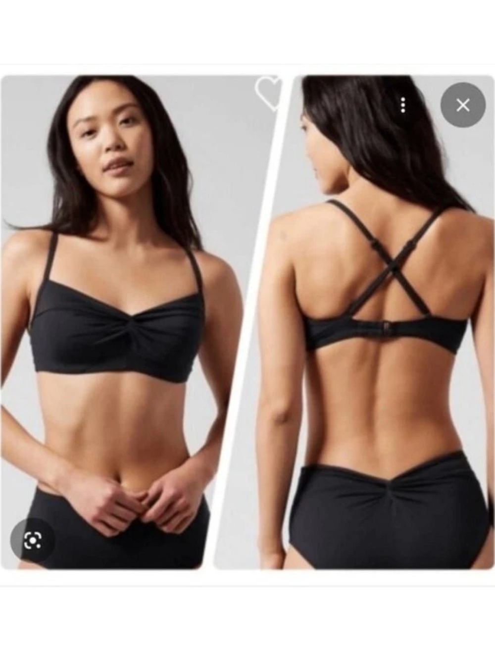 Athleta Hampton Black Twist Front Underwire Padded Beach Swim Bikini Top 34 B/C